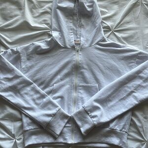 shein cropped zip up, medium, white